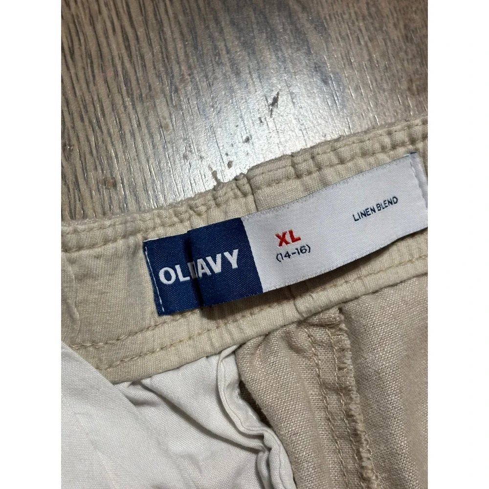 Old Navy Shorts Boys Size XL Beige Linen Blend Drawstring Elastic Waist Casual